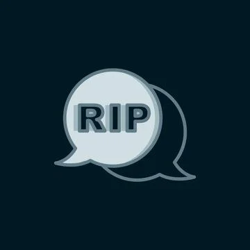Line Speech bubble rip death icon isolated on black background. Flat filled.. Stock Illustration