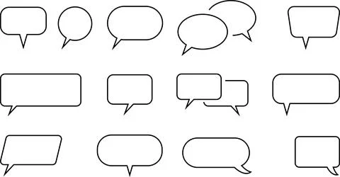 Line Speech Bubble set. Talk bubble group. Speak bubble text, chatting box .. Stock Illustration