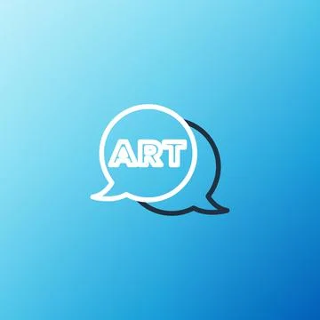 Line Speech bubble with text art icon isolated on blue background. Message icon Stock Illustration