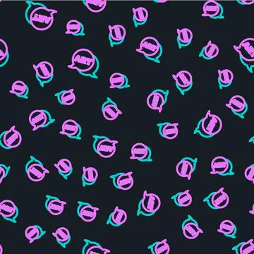 Line Speech bubble with text art icon isolated seamless pattern on black Stock Illustration