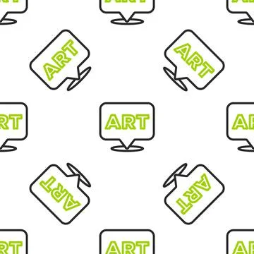 Line Speech bubble with text art icon isolated seamless pattern on white Illustrazione stock