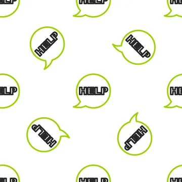 Line Speech bubble with text Help icon isolated seamless pattern on white Illustrazione stock
