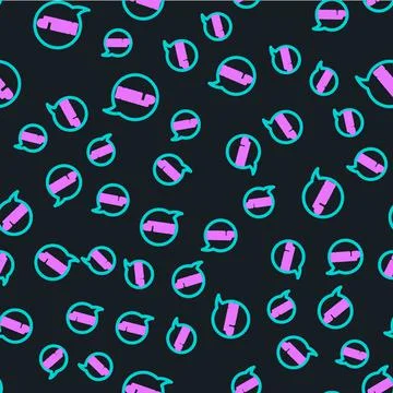 Line Speech bubble with text Help icon isolated seamless pattern on black Illustrazione stock