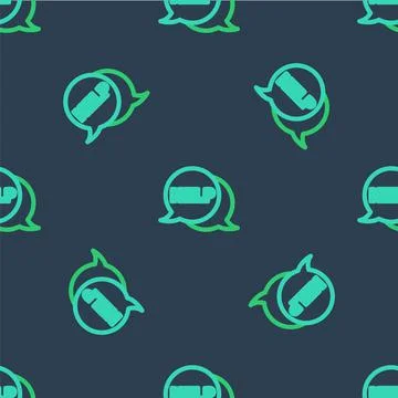 Line Speech bubble with text Help icon isolated seamless pattern on blue Illustrazione stock