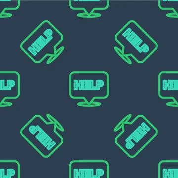 Line Speech bubble with text Help icon isolated seamless pattern on blue ba.. 스톡 일러스트