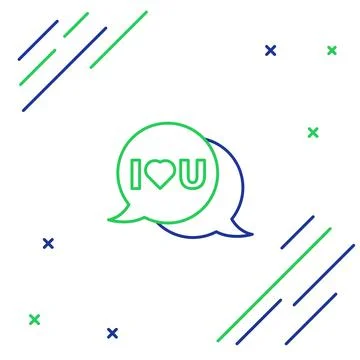 Line Speech bubble with text I love you icon isolated on white background. 8 Ilustração Stock