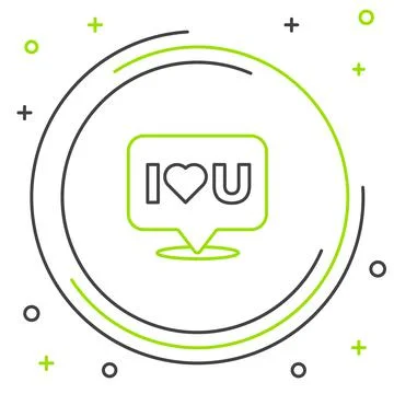Line Speech bubble with text I love you icon isolated on white background Ilustração Stock