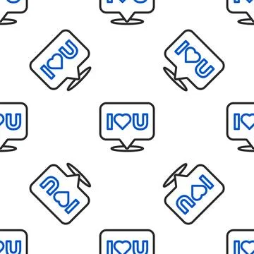 Line Speech bubble with text I love you icon isolated seamless pattern on w.. Stockillustratie