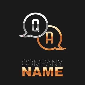 Line Speech bubbles with Question and Answer icon isolated on black background Stock Illustration