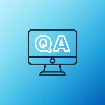 Line Speech bubbles with Question and Answer icon isolated on blue background. Q Stock Illustration