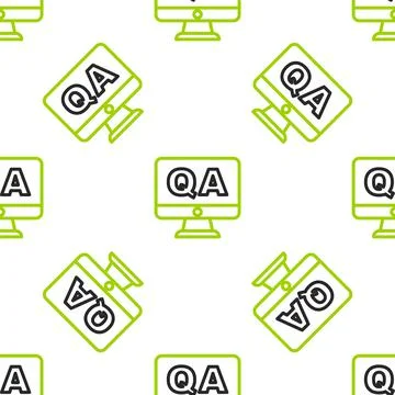 Line Speech bubbles with Question and Answer icon isolated seamless pattern on Stock Illustration