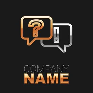 Line Speech bubbles with Question and Answer icon isolated on black background Stock Illustration