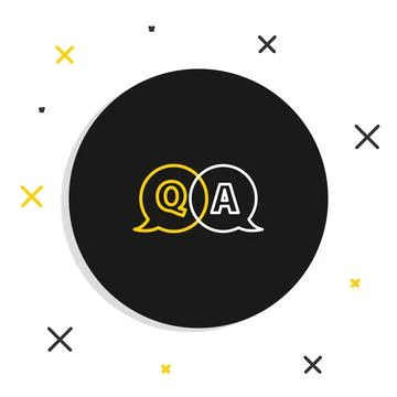 Line Speech bubbles with Question and Answer icon isolated on white background Stock Illustration