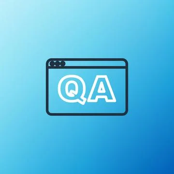 Line Speech bubbles with Question and Answer icon isolated on blue background. Q Stock Illustration