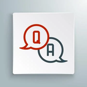Line Speech bubbles with Question and Answer icon isolated on white background Illustrazione stock