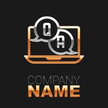 Line Speech bubbles with Question and Answer icon isolated on black background Stock Illustration