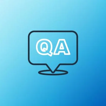 Line Speech bubbles with Question and Answer icon isolated on blue backgrou.. Stock Illustration