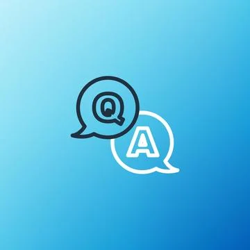 Line Speech bubbles with Question and Answer icon isolated on blue backgrou.. Stock Illustration
