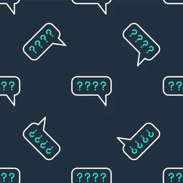 Line Speech bubbles with Question icon isolated seamless pattern on black 스톡 일러스트
