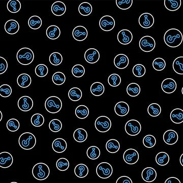 Line Speech bubbles with Question icon isolated seamless pattern on black Stock Illustration