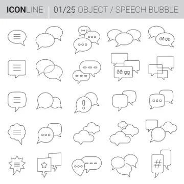 Line Speech Bubbles vector icons Stock Illustration