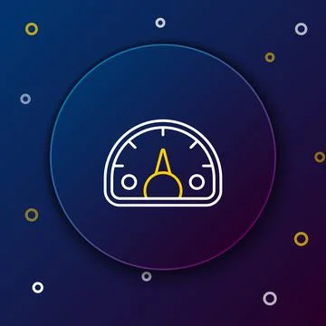 Line Speedometer icon isolated on blue background. Colorful outline concept.  Stock Illustration