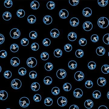 Line Speedometer icon isolated seamless pattern on black background. Vector 스톡 일러스트