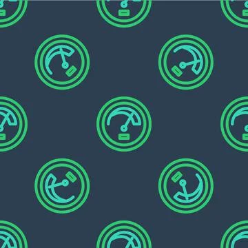Line Speedometer icon isolated seamless pattern on blue background. Vector Stock Illustration