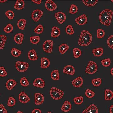 Line Speedometer icon isolated seamless pattern on black background. Vector Stock Illustration