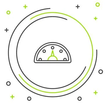 Line Speedometer icon isolated on white background. Colorful outline concept. Stock Illustration