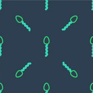 Line Sperm icon isolated seamless pattern on blue background.  Vector Illustrazione stock