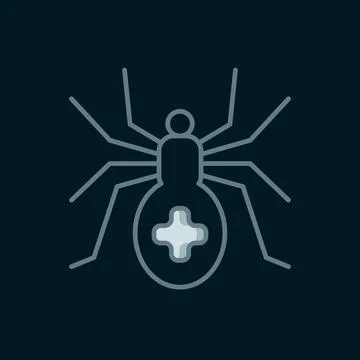 Line Spider icon isolated on black background. Happy Halloween party. Flat .. Stock Illustration