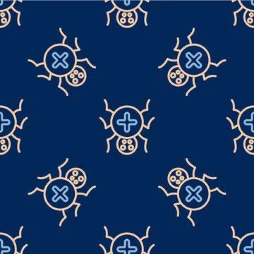 Line Spider icon isolated seamless pattern on blue background. Happy Halloween Stock Illustration