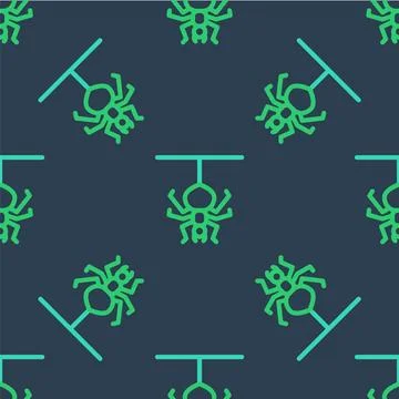 Line Spider icon isolated seamless pattern on blue background. Happy Hallow.. Stock Illustration