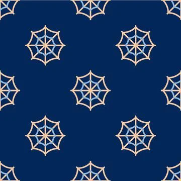 Line Spider web icon isolated seamless pattern on blue background. Cobweb sign 스톡 일러스트