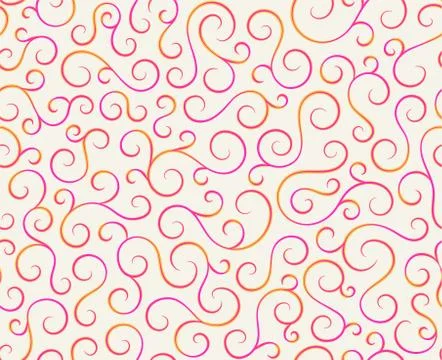 Line spiral abstract seamless pattern background.Curl ornament floral endless Stock Illustration