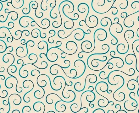 Line spiral abstract seamless pattern background.Curl ornament floral endless Stock Illustration