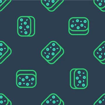 Line Sponge with bubbles icon isolated seamless pattern on blue background. Wisp Illustrazione stock