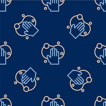 Line Sponge icon isolated seamless pattern on blue background. Wisp of bast for Stock Illustration