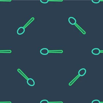 Line Spoon icon isolated seamless pattern on blue background. Cooking utensil Stock Illustration