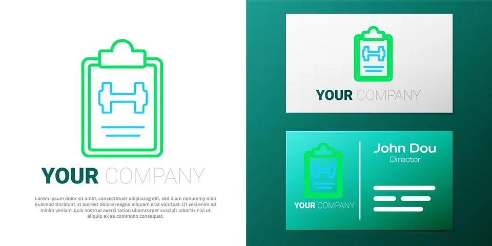 Line Sport training program or fitness plan icon isolated on white background 스톡 일러스트
