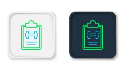 Line Sport training program or fitness plan icon isolated on white background 스톡 일러스트