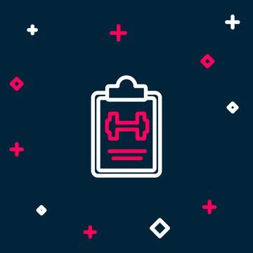 Line Sport training program or fitness plan icon isolated on blue background 스톡 일러스트