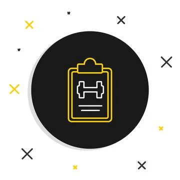 Line Sport training program or fitness plan icon isolated on white background 스톡 일러스트