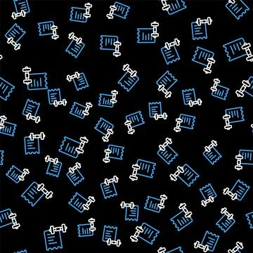 Line Sport training program or fitness plan icon isolated seamless pattern on Stock Illustration