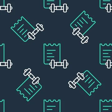 Line Sport training program or fitness plan icon isolated seamless pattern on 스톡 일러스트