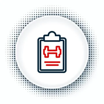 Line Sport training program or fitness plan icon isolated on white background Stock Illustration