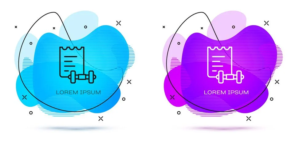 Line Sport training program or fitness plan icon isolated on white background Stock Illustration