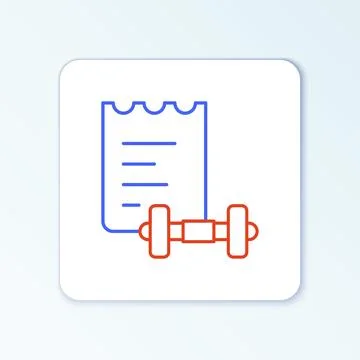 Line Sport training program or fitness plan icon isolated on white background Stock Illustration