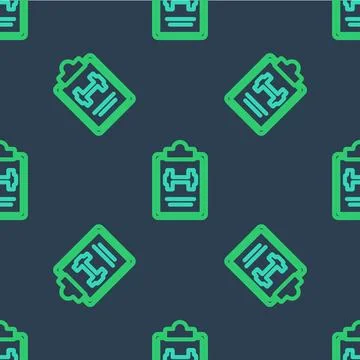 Line Sport training program or fitness plan icon isolated seamless pattern on 스톡 일러스트